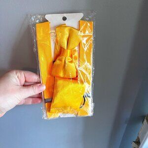 Kids Suspenders & Bow tie Set Yellow Adjustable Perfect for Halloween Costume